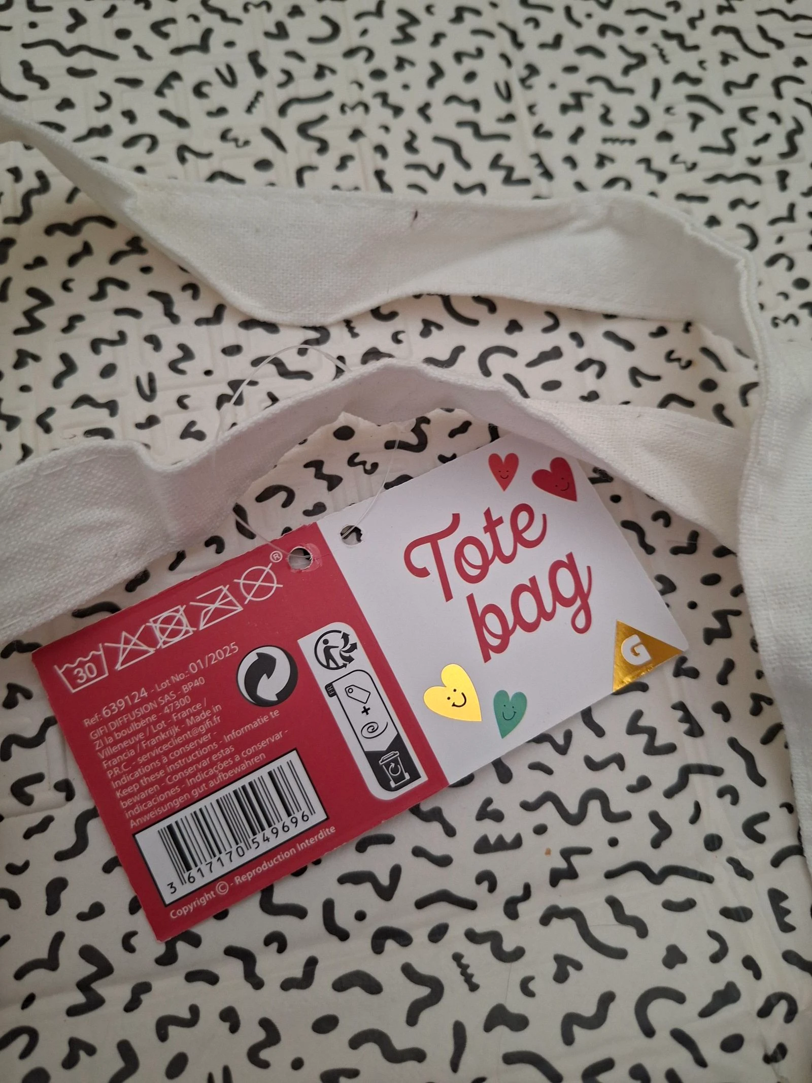 New fabric tote bag – Merci de m'aider à grandir – Cotton shoulder bag – photo 3